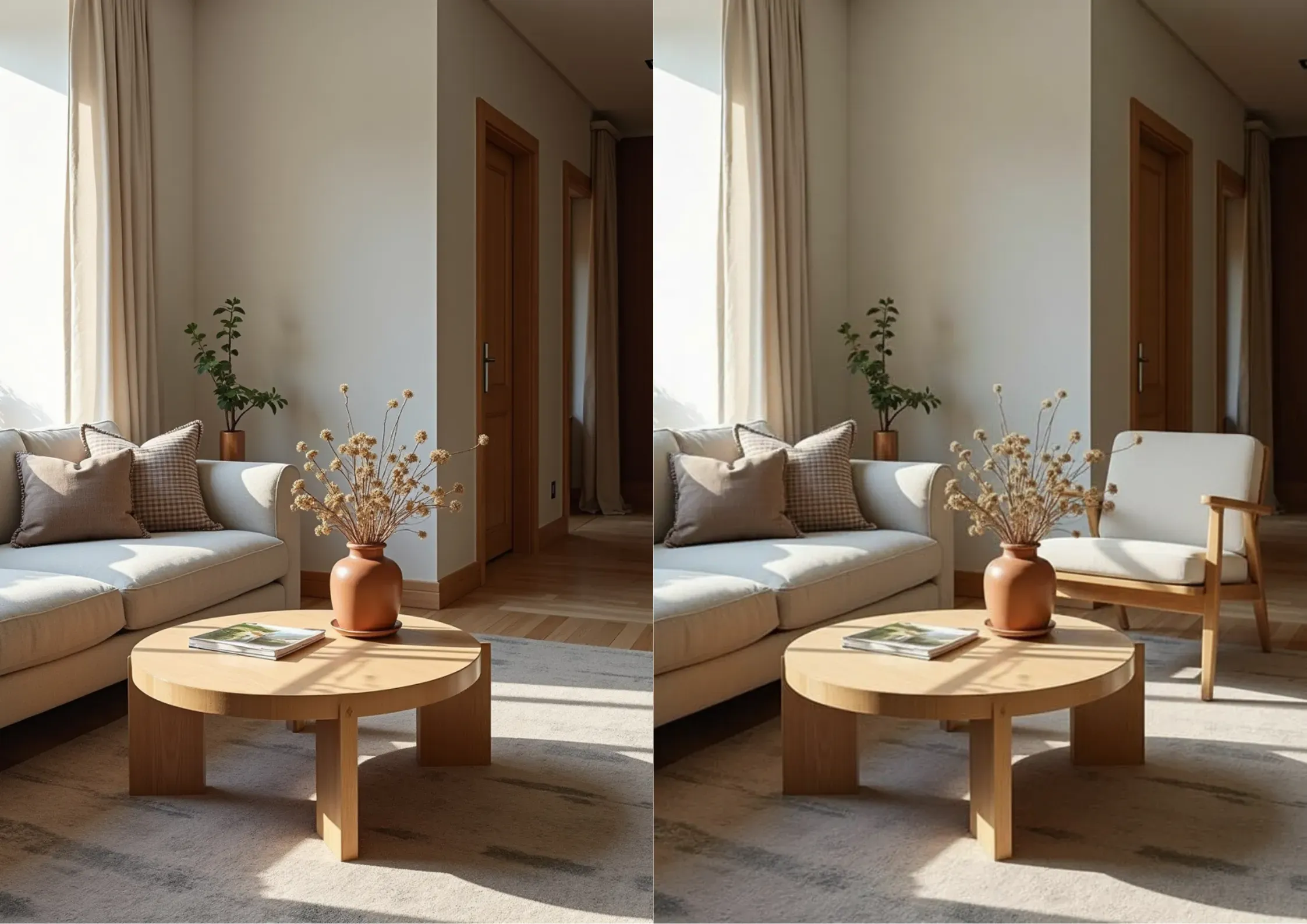 AI Generative Fill Example of AI generative fill adding a chair to a living room