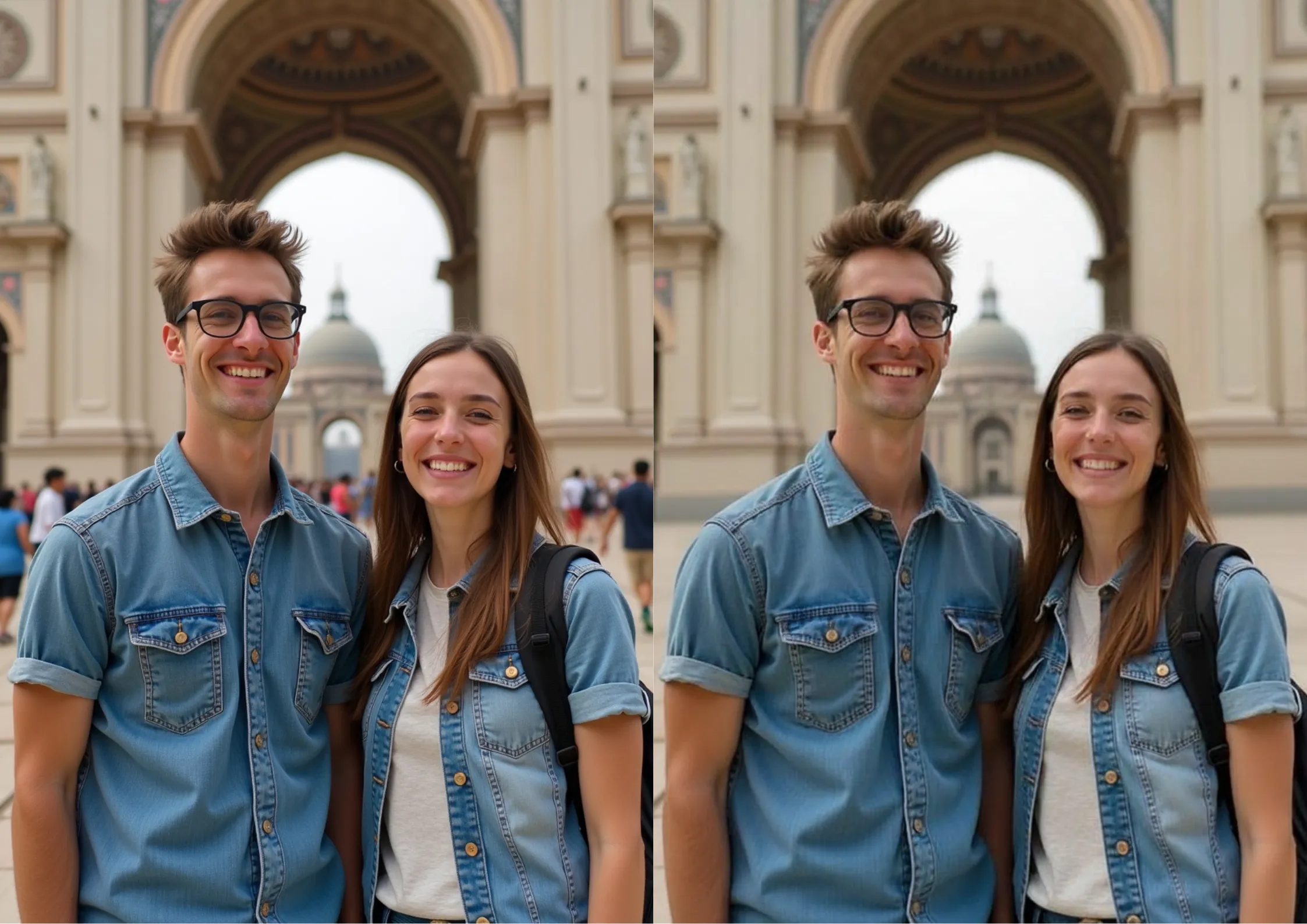 AI Photo Editor removing photobombers from a couple photograph