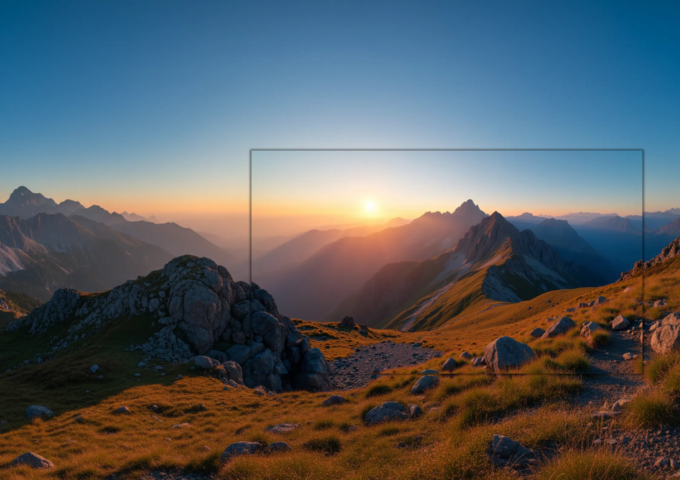 AI Photo Outpainting extending landscape horizon